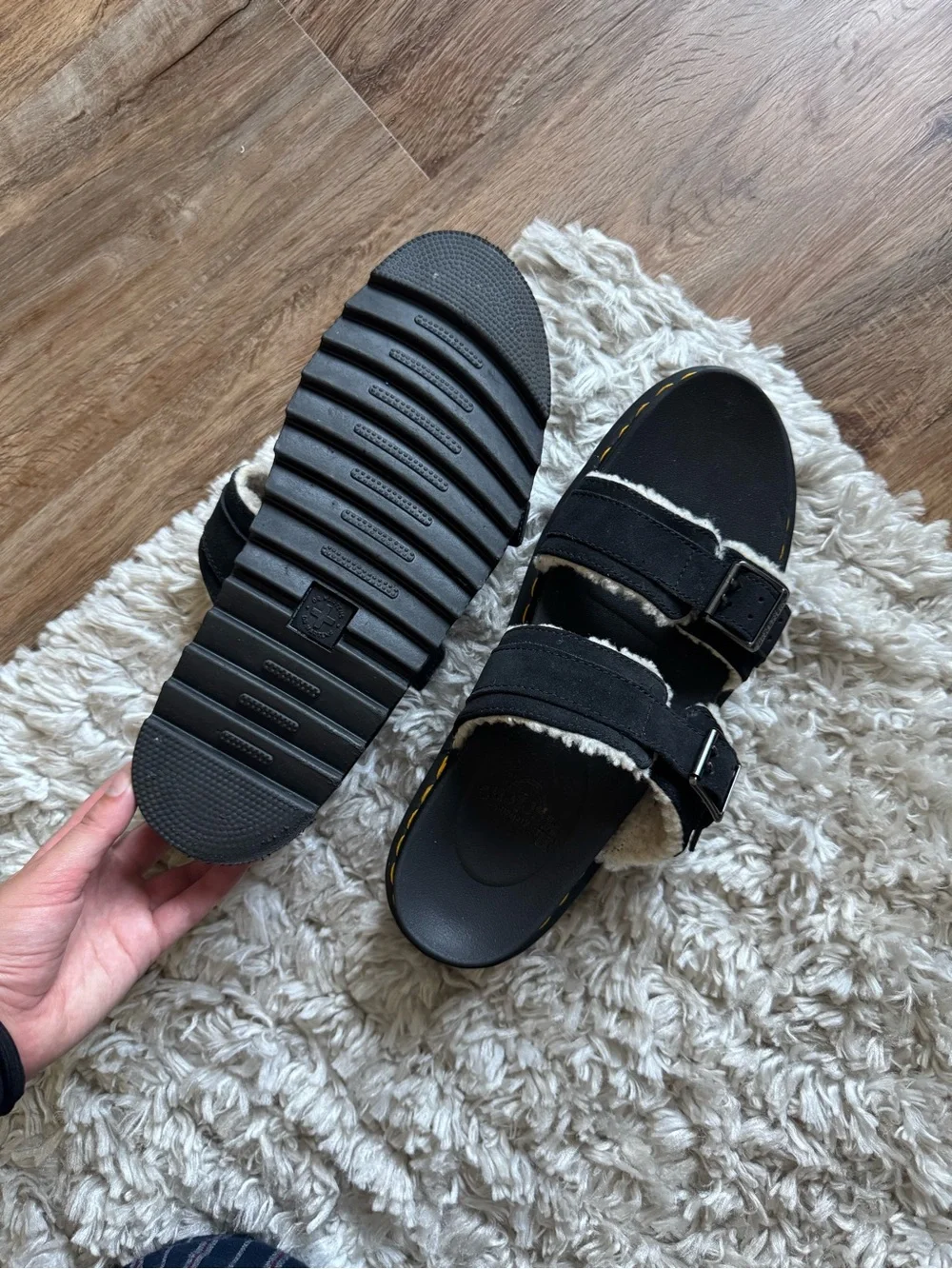 Dr. Martens Black Fleece Lined Sandals
